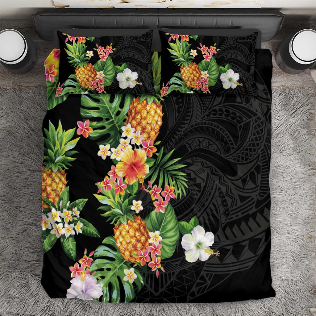 Hawaii Pineapple Tropical Bedding Set Colorful Hibiscus Plumeria