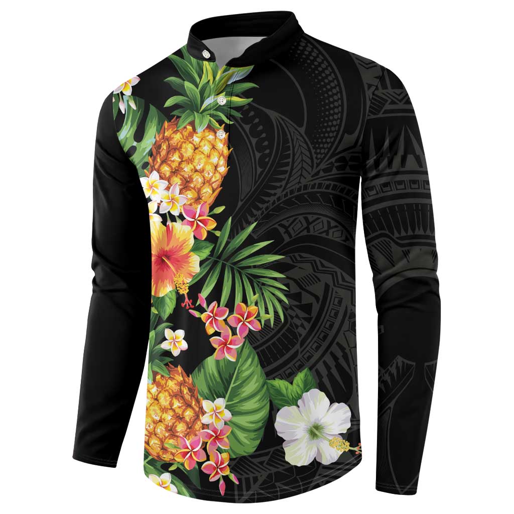 Hawaii Pineapple Tropical Button Sweatshirt Colorful Hibiscus Plumeria LT01 - Polynesian Pride
