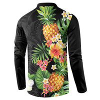 Hawaii Pineapple Tropical Button Sweatshirt Colorful Hibiscus Plumeria LT01 - Polynesian Pride