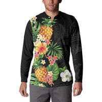Hawaii Pineapple Tropical Button Sweatshirt Colorful Hibiscus Plumeria LT01 - Polynesian Pride