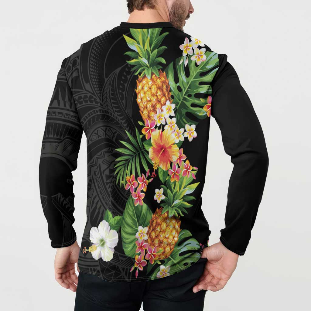 Hawaii Pineapple Tropical Button Sweatshirt Colorful Hibiscus Plumeria LT01 - Polynesian Pride