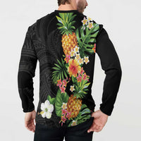 Hawaii Pineapple Tropical Button Sweatshirt Colorful Hibiscus Plumeria LT01 - Polynesian Pride