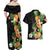 Hawaii Pineapple Tropical Couples Matching Off Shoulder Maxi Dress and Hawaiian Shirt Colorful Hibiscus Plumeria