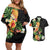 Hawaii Pineapple Tropical Couples Matching Off Shoulder Short Dress and Hawaiian Shirt Colorful Hibiscus Plumeria