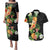 Hawaii Pineapple Tropical Couples Matching Puletasi and Hawaiian Shirt Colorful Hibiscus Plumeria