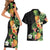 Hawaii Pineapple Tropical Couples Matching Short Sleeve Bodycon Dress and Hawaiian Shirt Colorful Hibiscus Plumeria