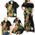 Hawaii Pineapple Tropical Family Matching Off Shoulder Maxi Dress and Hawaiian Shirt Colorful Hibiscus Plumeria