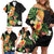 Hawaii Pineapple Tropical Family Matching Off Shoulder Short Dress and Hawaiian Shirt Colorful Hibiscus Plumeria