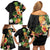 Hawaii Pineapple Tropical Family Matching Off Shoulder Short Dress and Hawaiian Shirt Colorful Hibiscus Plumeria