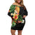 Hawaii Pineapple Tropical Family Matching Off Shoulder Short Dress and Hawaiian Shirt Colorful Hibiscus Plumeria