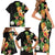 Hawaii Pineapple Tropical Family Matching Short Sleeve Bodycon Dress and Hawaiian Shirt Colorful Hibiscus Plumeria