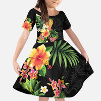 Hawaii Pineapple Tropical Family Matching Summer Maxi Dress and Hawaiian Shirt Colorful Hibiscus Plumeria