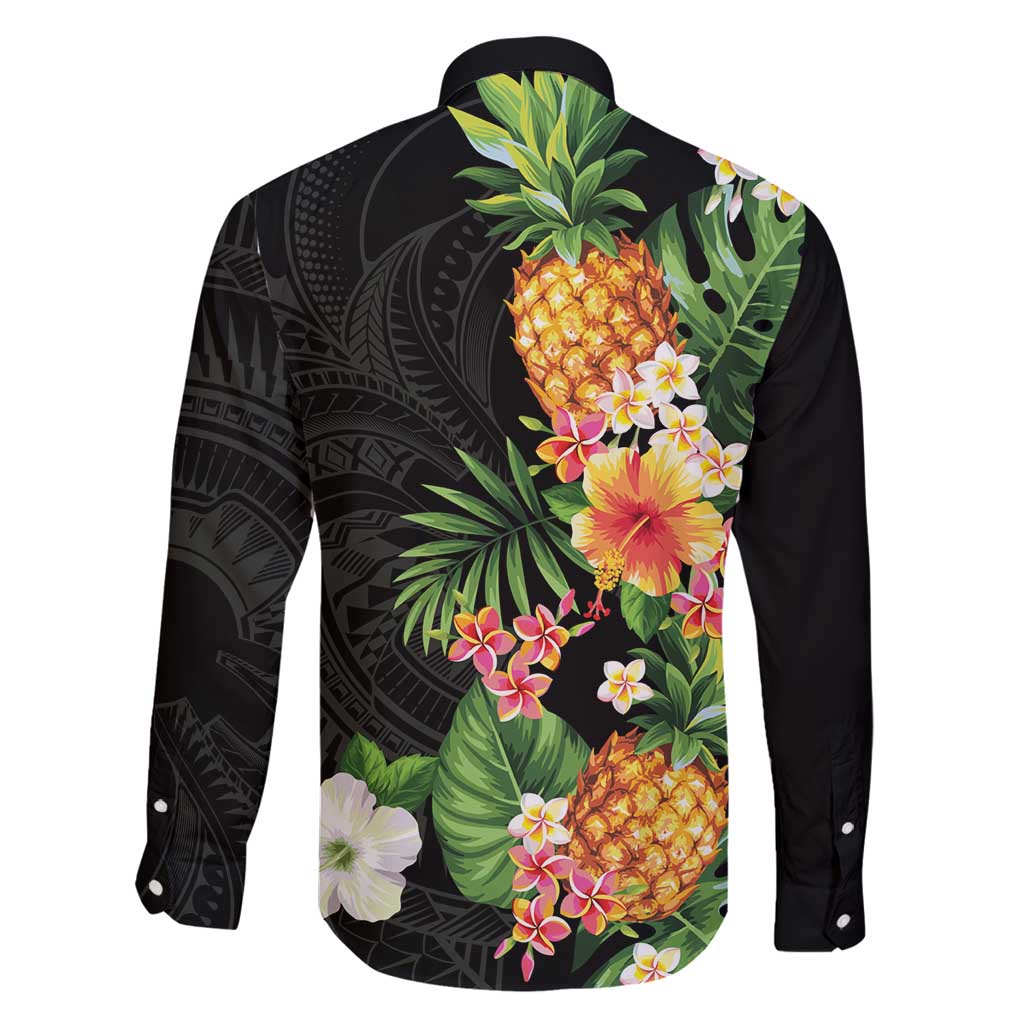Hawaii Pineapple Tropical Family Matching Summer Maxi Dress and Hawaiian Shirt Colorful Hibiscus Plumeria