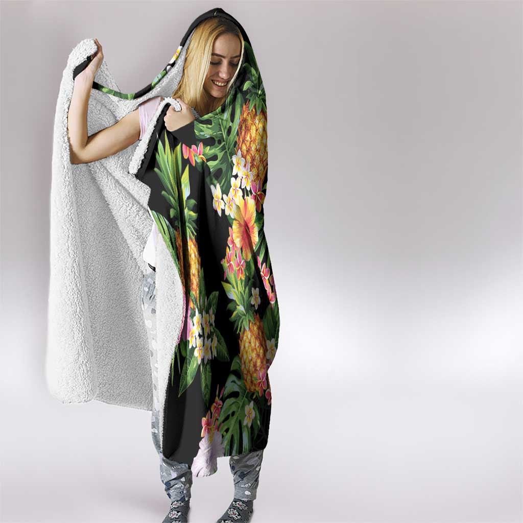 Hawaii Pineapple Tropical Hooded Blanket Colorful Hibiscus Plumeria LT01 - Polynesian Pride
