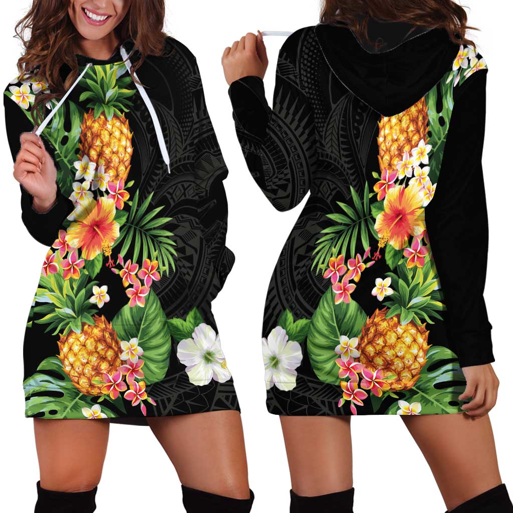 Hawaii Pineapple Tropical Hoodie Dress Colorful Hibiscus Plumeria LT01 - Polynesian Pride