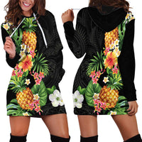 Hawaii Pineapple Tropical Hoodie Dress Colorful Hibiscus Plumeria LT01 - Polynesian Pride