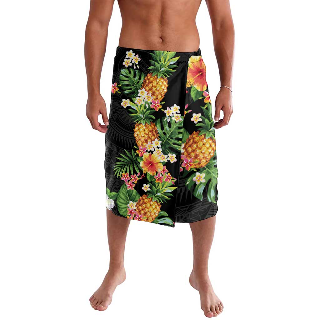 Hawaii Pineapple Tropical Lavalava Colorful Hibiscus Plumeria LT01 Black - Polynesian Pride