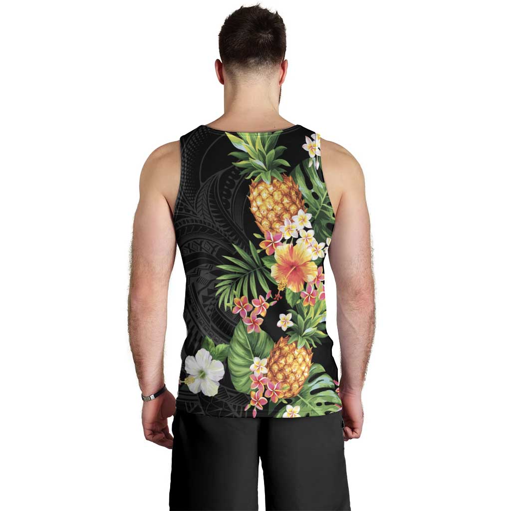 Hawaii Pineapple Tropical Men Tank Top Colorful Hibiscus Plumeria LT01 - Polynesian Pride