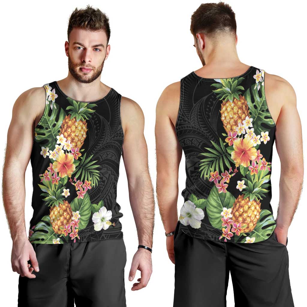 Hawaii Pineapple Tropical Men Tank Top Colorful Hibiscus Plumeria LT01 - Polynesian Pride