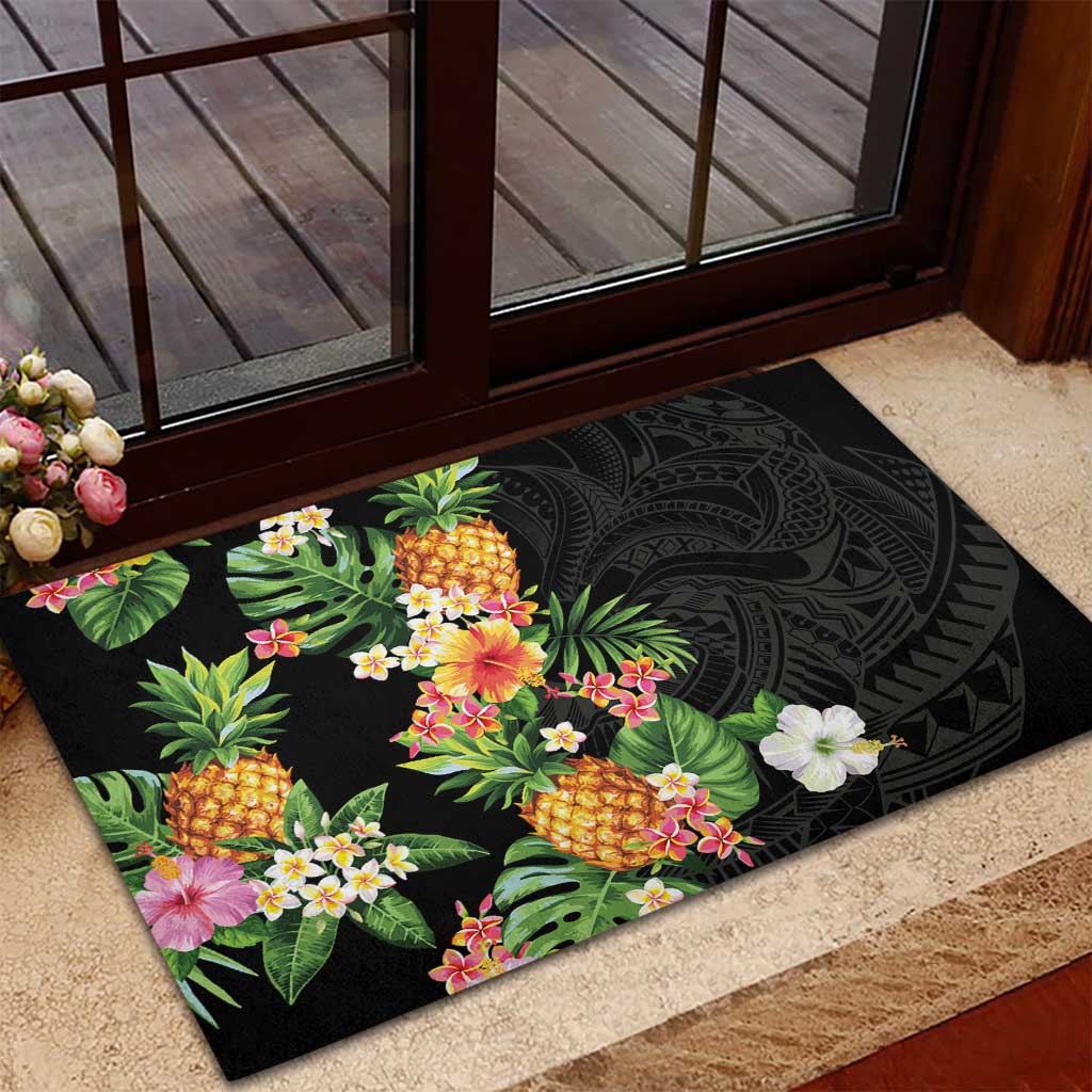 Hawaii Pineapple Tropical Rubber Doormat Colorful Hibiscus Plumeria LT01 - Polynesian Pride