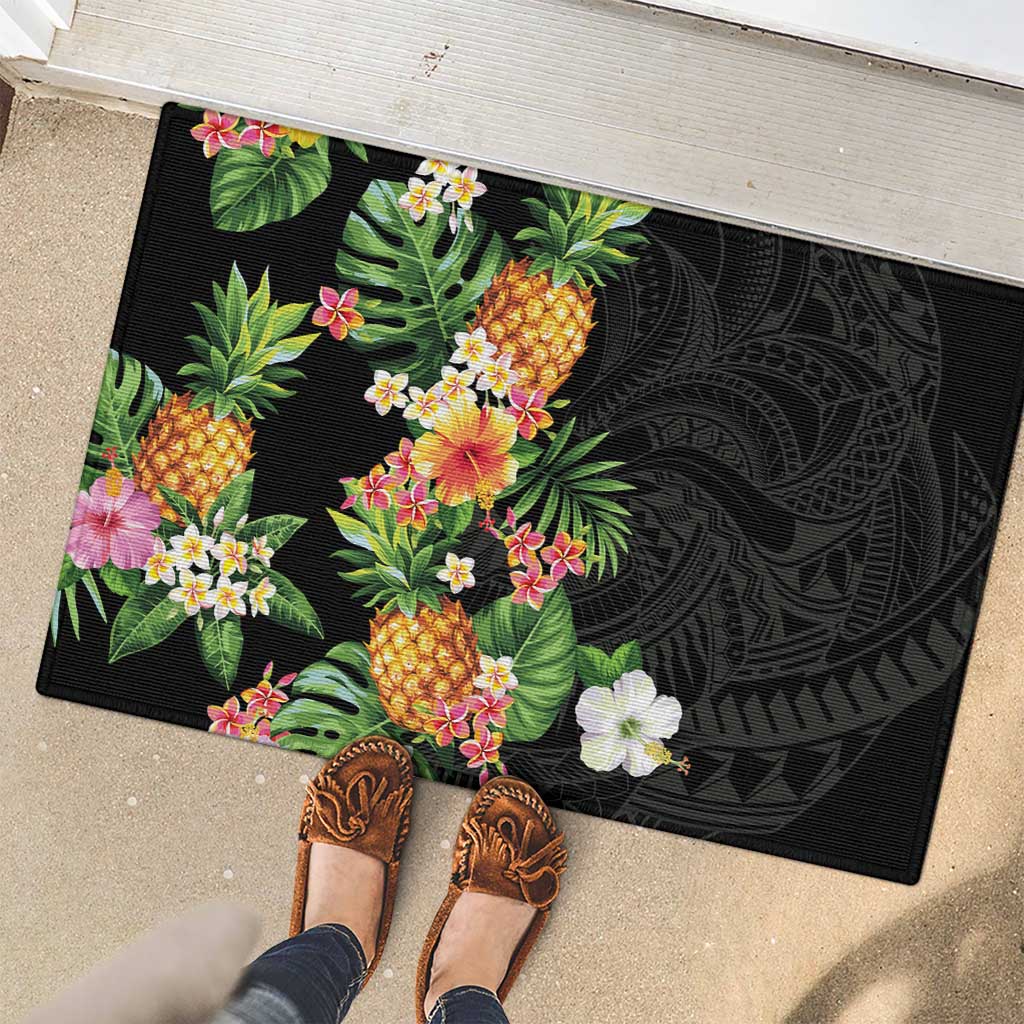 Hawaii Pineapple Tropical Rubber Doormat Colorful Hibiscus Plumeria LT01 - Polynesian Pride