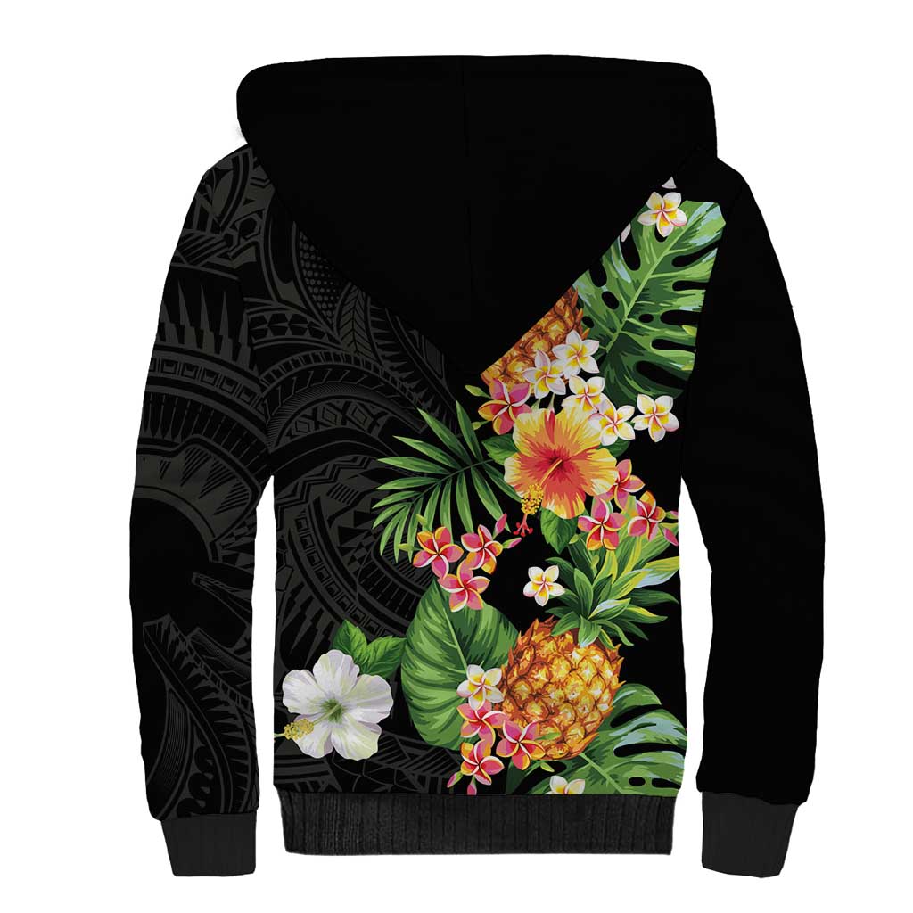 Hawaii Pineapple Tropical Sherpa Hoodie Colorful Hibiscus Plumeria LT01 - Polynesian Pride