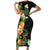 Hawaii Pineapple Tropical Short Sleeve Bodycon Dress Colorful Hibiscus Plumeria