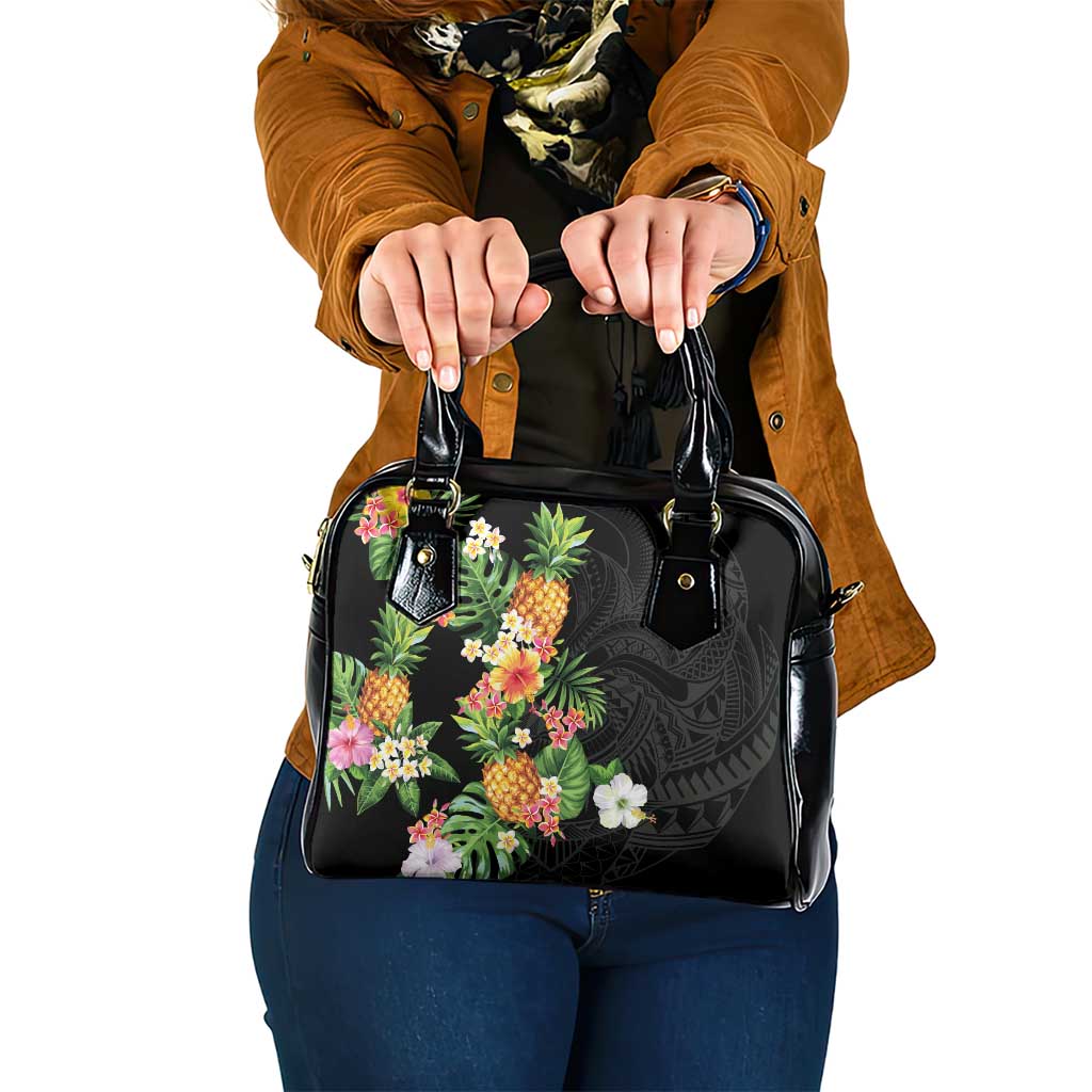 Hawaii Pineapple Tropical Shoulder Handbag Colorful Hibiscus Plumeria