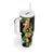 Hawaii Pineapple Tropical Tumbler With Handle Colorful Hibiscus Plumeria