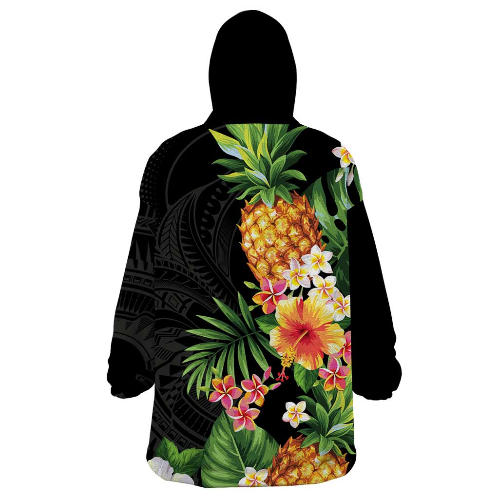 Hawaii Pineapple Tropical Wearable Blanket Hoodie Colorful Hibiscus Plumeria LT01 - Polynesian Pride