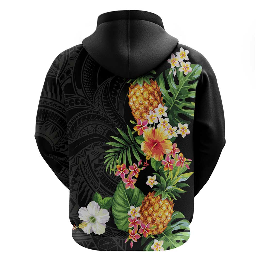 Hawaii Pineapple Tropical Zip Hoodie Colorful Hibiscus Plumeria