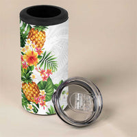 Hawaii Pineapple Tropical 4 in 1 Can Cooler Tumbler Luminous Hibiscus Plumeria