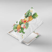 Hawaii Pineapple Tropical Canvas Wall Art Luminous Hibiscus Plumeria LT01 With Frame White - Polynesian Pride