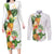 Hawaii Pineapple Tropical Couples Matching Long Sleeve Bodycon Dress and Long Sleeve Button Shirt Luminous Hibiscus Plumeria