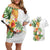 Hawaii Pineapple Tropical Couples Matching Off Shoulder Short Dress and Hawaiian Shirt Luminous Hibiscus Plumeria