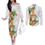 Hawaii Pineapple Tropical Couples Matching Off The Shoulder Long Sleeve Dress and Long Sleeve Button Shirt Luminous Hibiscus Plumeria