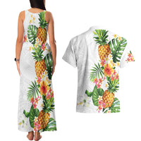 Hawaii Pineapple Tropical Couples Matching Tank Maxi Dress and Hawaiian Shirt Luminous Hibiscus Plumeria LT01 - Polynesian Pride