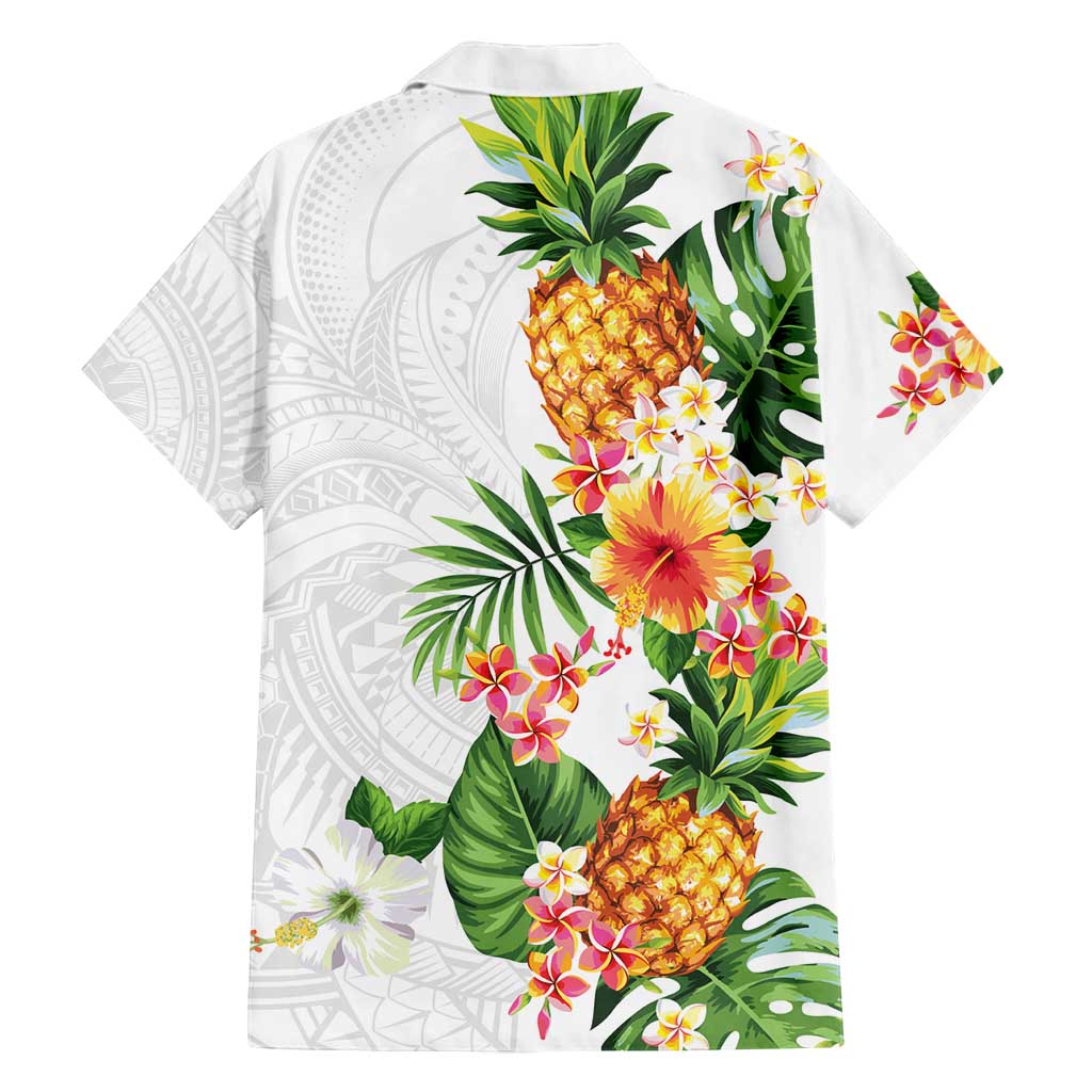 Hawaii Pineapple Tropical Family Matching Off Shoulder Maxi Dress and Hawaiian Shirt Luminous Hibiscus Plumeria