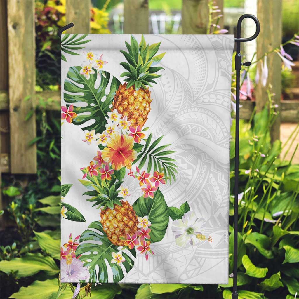 Hawaii Pineapple Tropical Garden Flag Luminous Hibiscus Plumeria LT01 Garden Flag White - Polynesian Pride