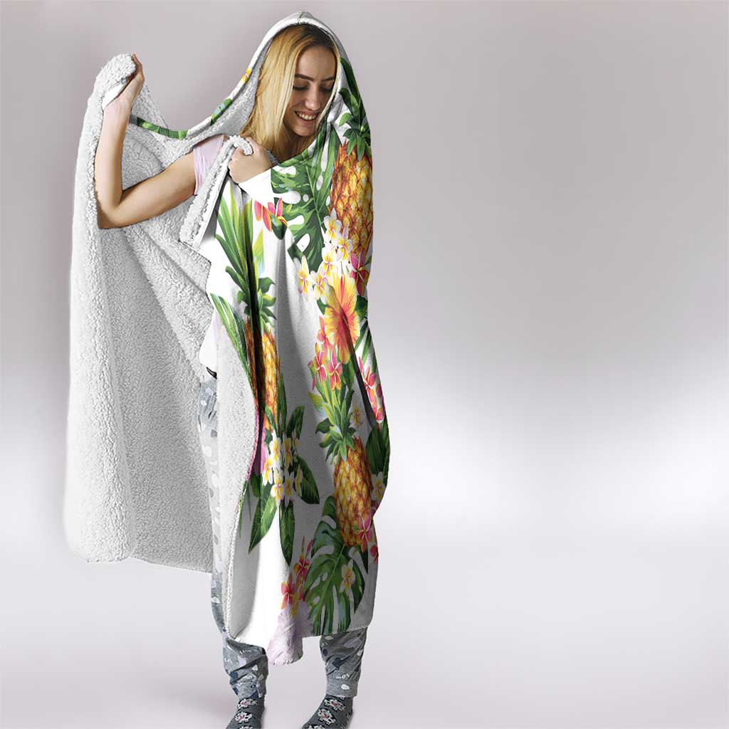 Hawaii Pineapple Tropical Hooded Blanket Luminous Hibiscus Plumeria LT01 - Polynesian Pride