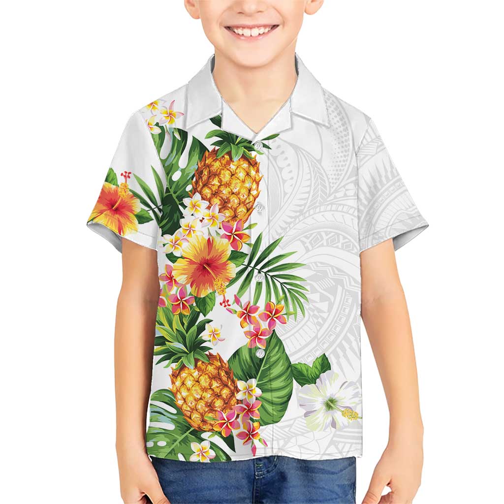 Hawaii Pineapple Tropical Kid Hawaiian Shirt Luminous Hibiscus Plumeria