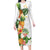 Hawaii Pineapple Tropical Long Sleeve Bodycon Dress Luminous Hibiscus Plumeria