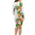 Hawaii Pineapple Tropical Long Sleeve Bodycon Dress Luminous Hibiscus Plumeria