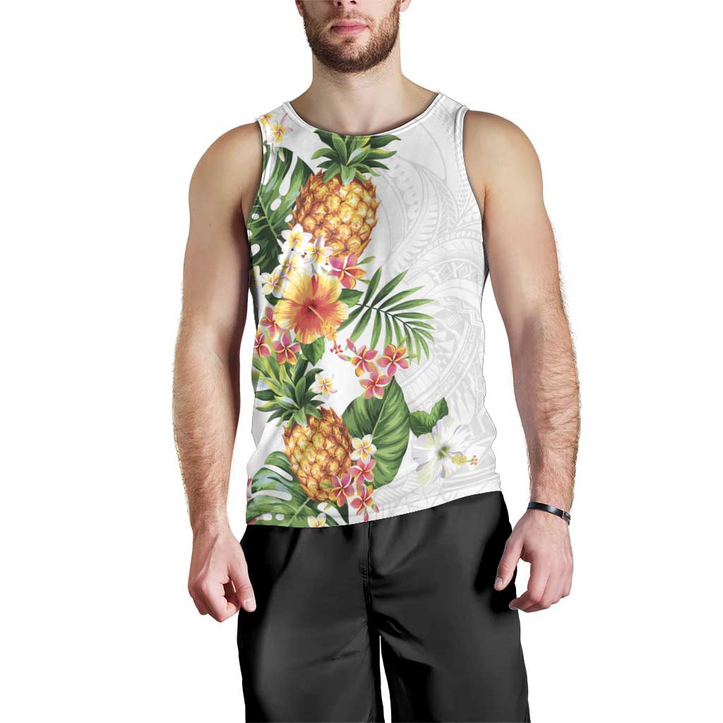 Hawaii Pineapple Tropical Men Tank Top Luminous Hibiscus Plumeria LT01 - Polynesian Pride