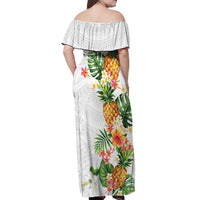 Hawaii Pineapple Tropical Off Shoulder Maxi Dress Luminous Hibiscus Plumeria LT01 - Polynesian Pride