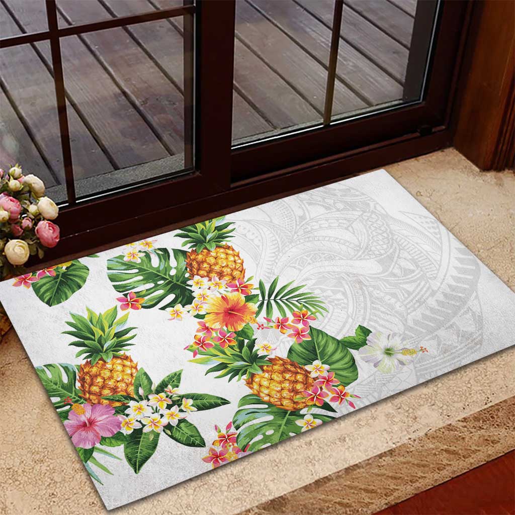 Hawaii Pineapple Tropical Rubber Doormat Luminous Hibiscus Plumeria LT01 - Polynesian Pride