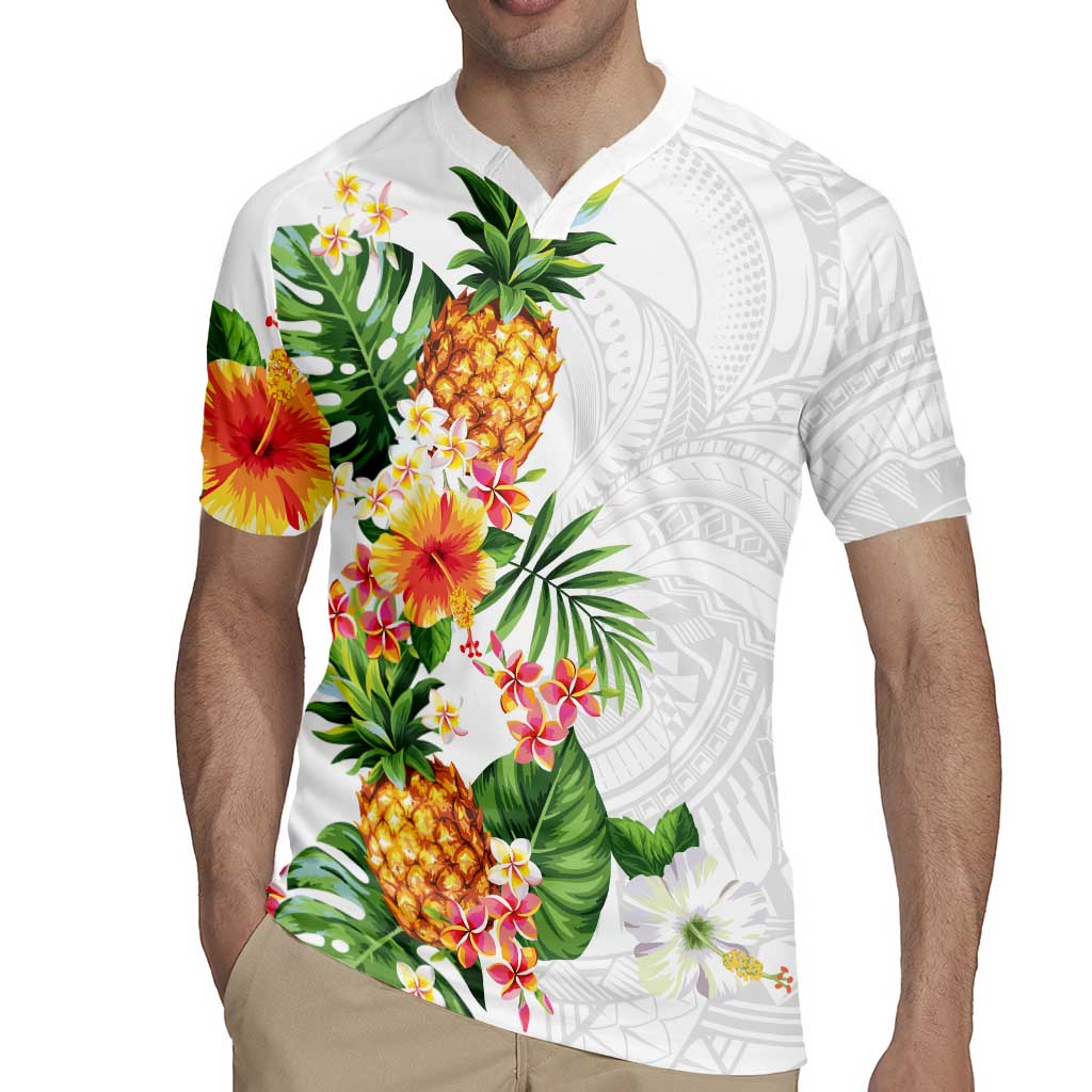 Hawaii Pineapple Tropical Rugby Jersey Luminous Hibiscus Plumeria LT01 - Polynesian Pride
