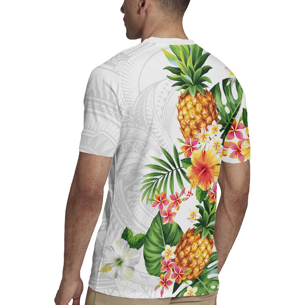 Hawaii Pineapple Tropical Rugby Jersey Luminous Hibiscus Plumeria LT01 - Polynesian Pride
