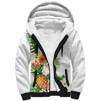 Hawaii Pineapple Tropical Sherpa Hoodie Luminous Hibiscus Plumeria LT01 Unisex White - Polynesian Pride