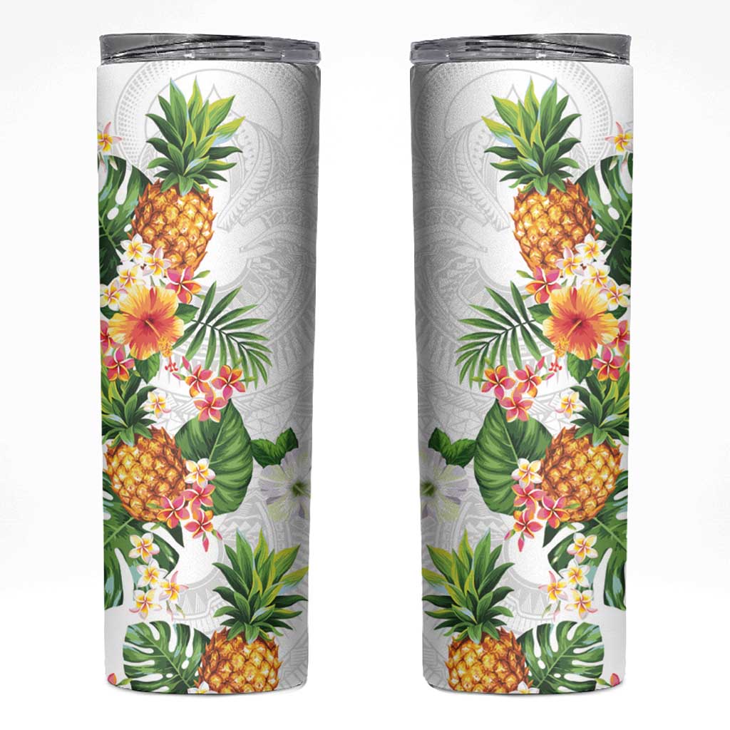 Hawaii Pineapple Tropical Skinny Tumbler Luminous Hibiscus Plumeria